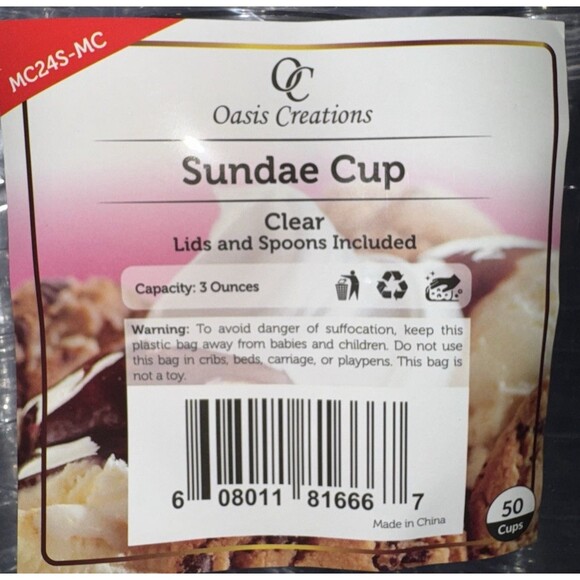 Oasis Creations Sunday Cup 3-ounce Dessert Cup Spoons & Lids 50 Count - Picture 7 of 8
